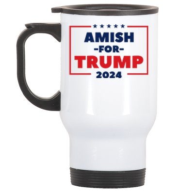 Amish For Trump 2024 Stainless Steel Travel Mug