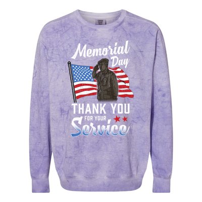 American Flag Thank You For Service Memorial Day Gift Colorblast Crewneck Sweatshirt