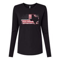 American Flag Texas 4th of July Vintage Gift  Retro Womens Cotton Relaxed Long Sleeve T-Shirt