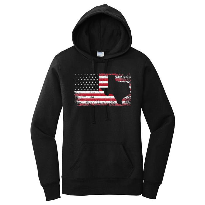 American Flag Texas 4th of July Vintage Gift  Retro Women's Pullover Hoodie