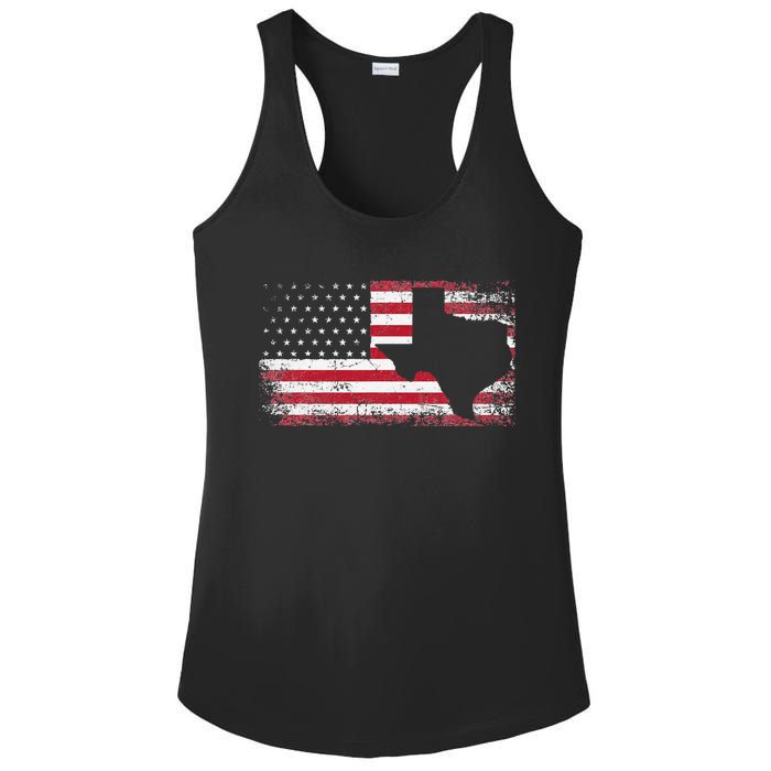 American Flag Texas 4th of July Vintage Gift  Retro Ladies PosiCharge Competitor Racerback Tank