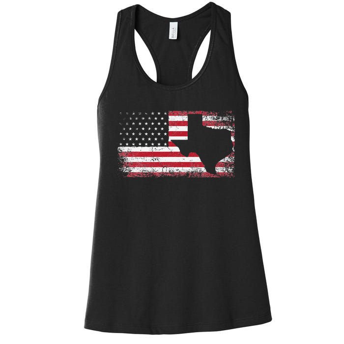 American Flag Texas 4th of July Vintage Gift  Retro Women's Racerback Tank