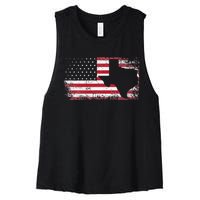 American Flag Texas 4th of July Vintage Gift  Retro Women's Racerback Cropped Tank