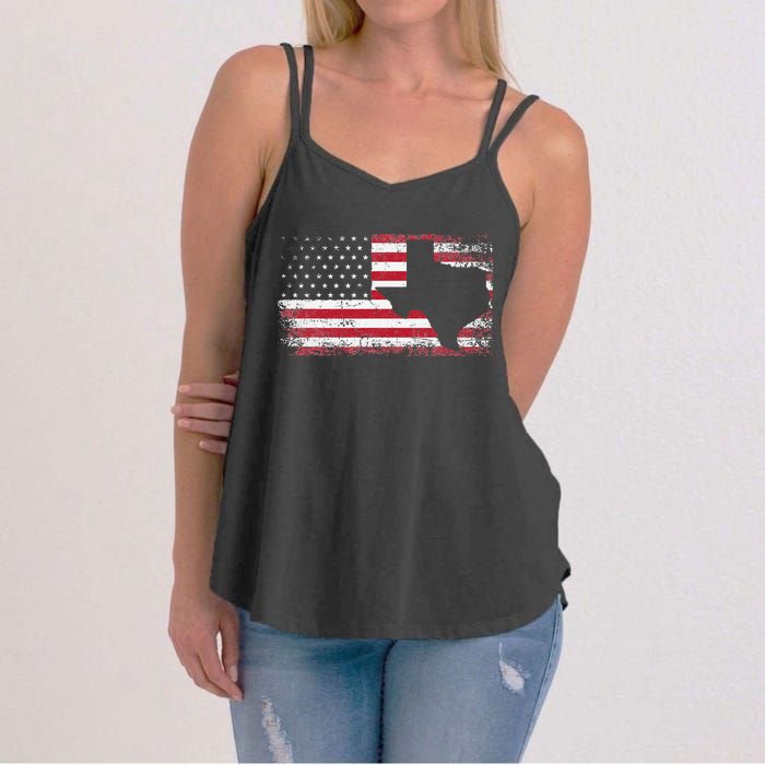 American Flag Texas 4th of July Vintage Gift  Retro Women's Strappy Tank