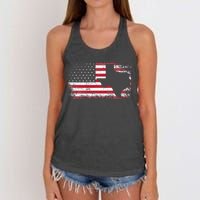 American Flag Texas 4th of July Vintage Gift  Retro Women's Knotted Racerback Tank