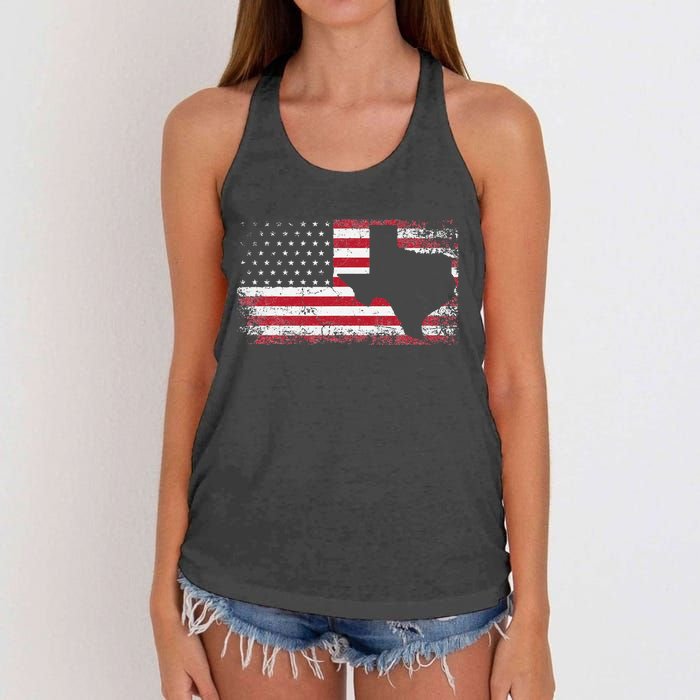 American Flag Texas 4th of July Vintage Gift  Retro Women's Knotted Racerback Tank