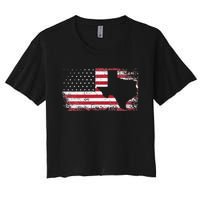 American Flag Texas 4th of July Vintage Gift  Retro Women's Crop Top Tee