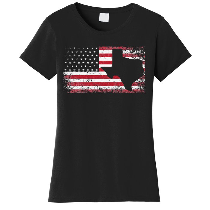 American Flag Texas 4th of July Vintage Gift  Retro Women's T-Shirt