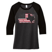 American Flag Texas 4th of July Vintage Gift  Retro Women's Tri-Blend 3/4-Sleeve Raglan Shirt