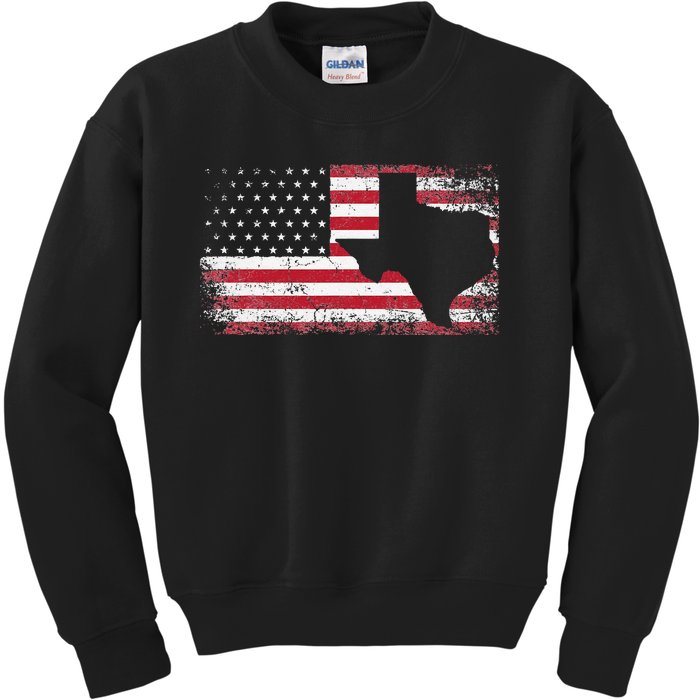 American Flag Texas 4th of July Vintage Gift  Retro Kids Sweatshirt