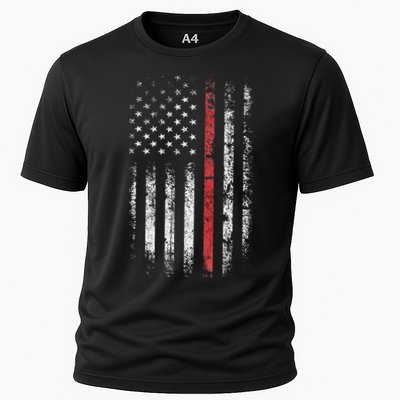 American Flag Thin Red Line Firefighter Support Patriotic Performance Shirt