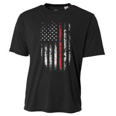 American Flag Thin Red Line Firefighter Support Patriotic Cooling Performance Crew T-Shirt