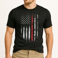 American Flag Thin Red Line Firefighter Support Patriotic Cooling Performance Crew T-Shirt