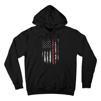 American Flag Thin Red Line Firefighter Support Patriotic Hoodie