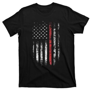 American Flag Thin Red Line Firefighter Support Patriotic T-Shirt