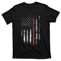 American Flag Thin Red Line Firefighter Support Patriotic T-Shirt