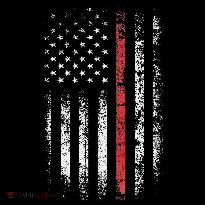 American Flag Thin Red Line Firefighter Support Patriotic T-Shirt