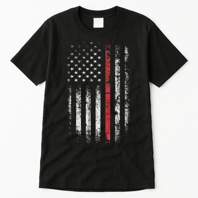 American Flag Thin Red Line Firefighter Support Patriotic Tall T-Shirt