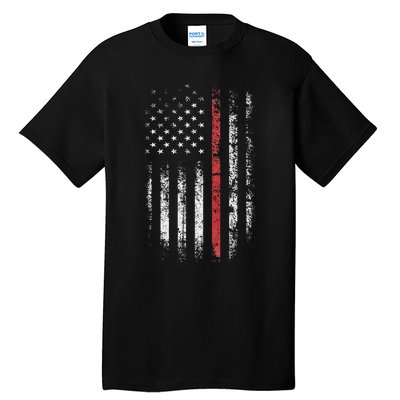 American Flag Thin Red Line Firefighter Support Patriotic Tall T-Shirt