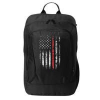 American Flag Thin Red Line Firefighter Support Patriotic City Backpack