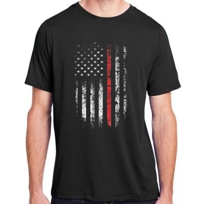 American Flag Thin Red Line Firefighter Support Patriotic Adult ChromaSoft Performance T-Shirt