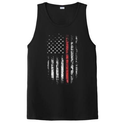 American Flag Thin Red Line Firefighter Support Patriotic PosiCharge Competitor Tank