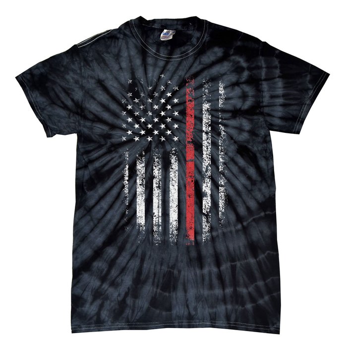 American Flag Thin Red Line Firefighter Support Patriotic Tie-Dye T-Shirt