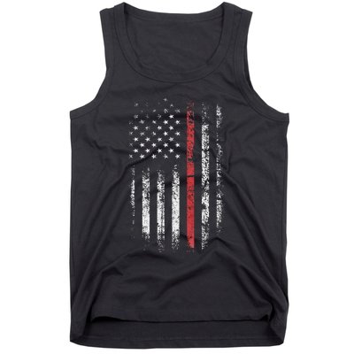 American Flag Thin Red Line Firefighter Support Patriotic Tank Top