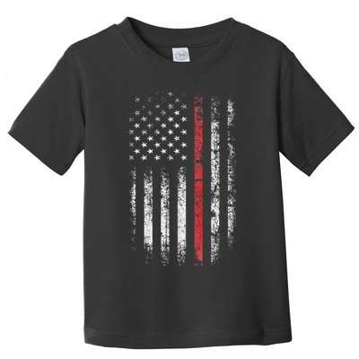 American Flag Thin Red Line Firefighter Support Patriotic Toddler T-Shirt