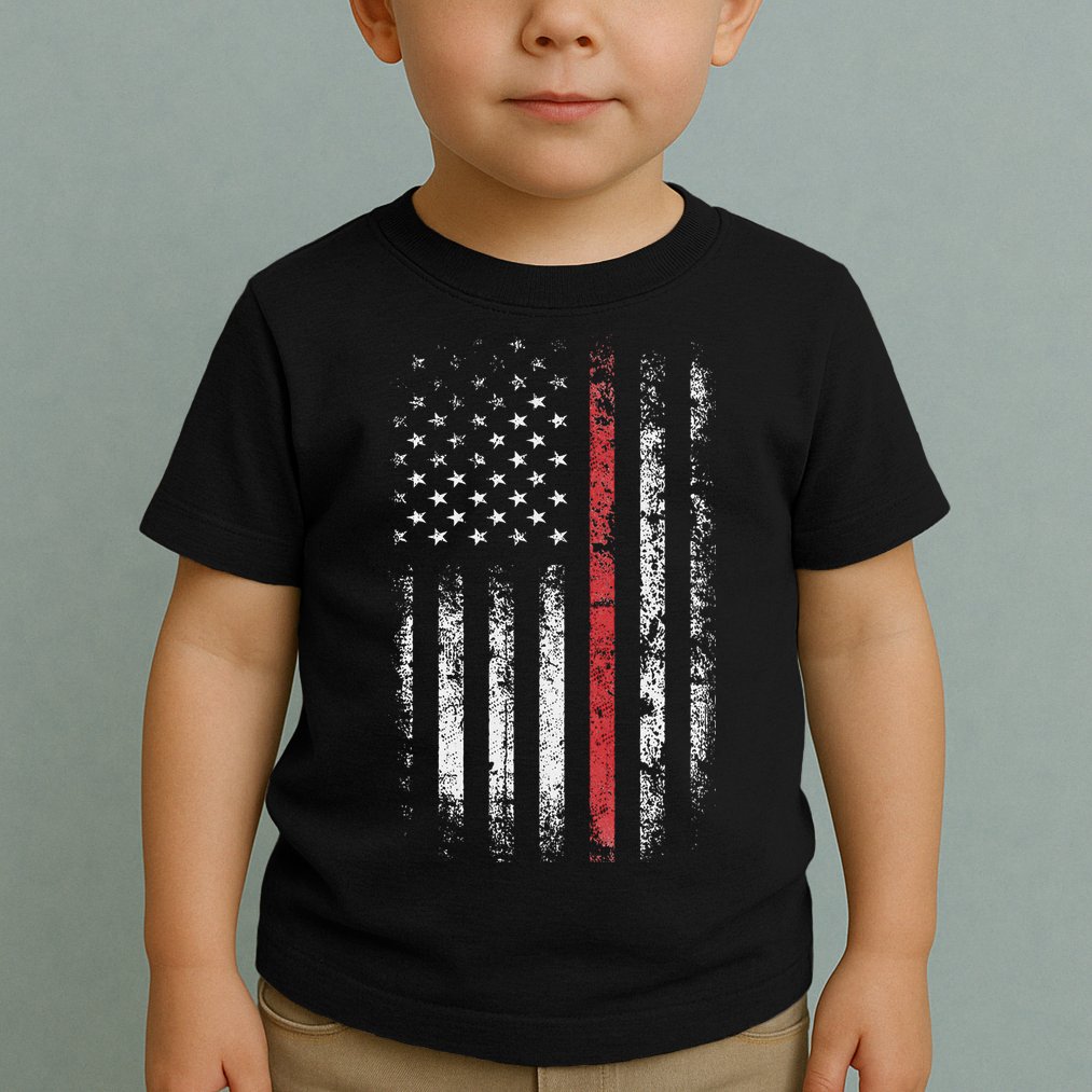 American Flag Thin Red Line Firefighter Support Patriotic Toddler T-Shirt