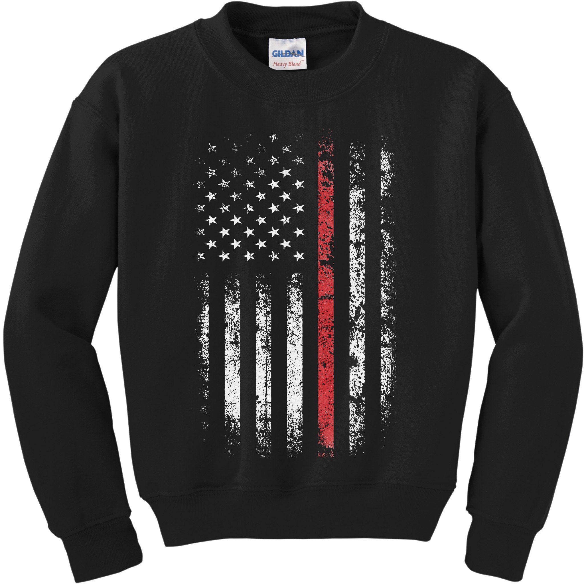 American Flag Thin Red Line Firefighter Support Patriotic Kids Sweatshirt