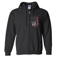 American Flag Thin Red Line Firefighter Support Patriotic Full Zip Hoodie