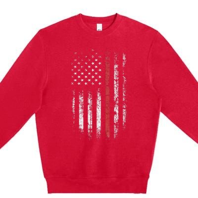 American Flag Thin Red Line Firefighter Support Patriotic Premium Crewneck Sweatshirt