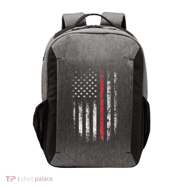 American Flag Thin Red Line Firefighter Support Patriotic Vector Backpack