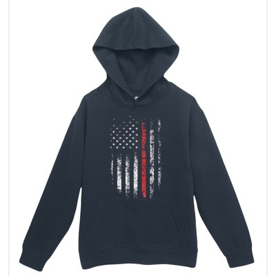 American Flag Thin Red Line Firefighter Support Patriotic Urban Pullover Hoodie