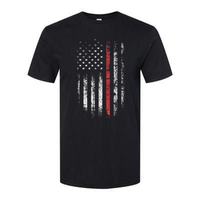 American Flag Thin Red Line Firefighter Support Patriotic Softstyle CVC T-Shirt