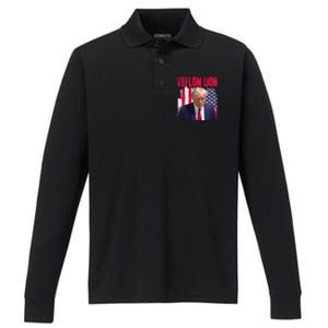 American Flag Trump Teflon Don 2024 Performance Long Sleeve Polo