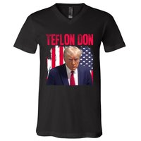 American Flag Trump Teflon Don 2024 V-Neck T-Shirt