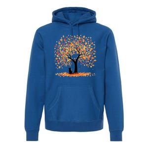 Artistic Fall Tree With Black Cat Watercolor Gift Premium Hoodie