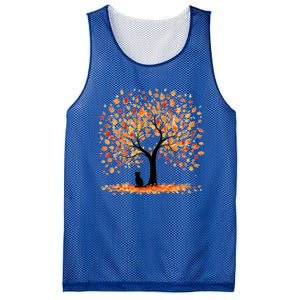 Artistic Fall Tree With Black Cat Watercolor Gift Mesh Reversible Basketball Jersey Tank