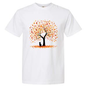 Artistic Fall Tree With Black Cat Watercolor Gift Garment-Dyed Heavyweight T-Shirt