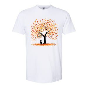 Artistic Fall Tree With Black Cat Watercolor Gift Softstyle CVC T-Shirt