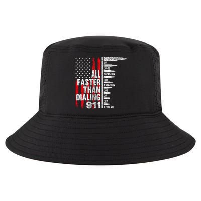 All Faster Than Dialing 911 American Flag Cool Comfort Performance Bucket Hat