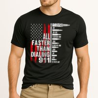 All Faster Than Dialing 911 American Flag Cooling Performance Crew T-Shirt