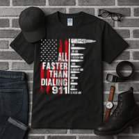 All Faster Than Dialing 911 American Flag Tall T-Shirt