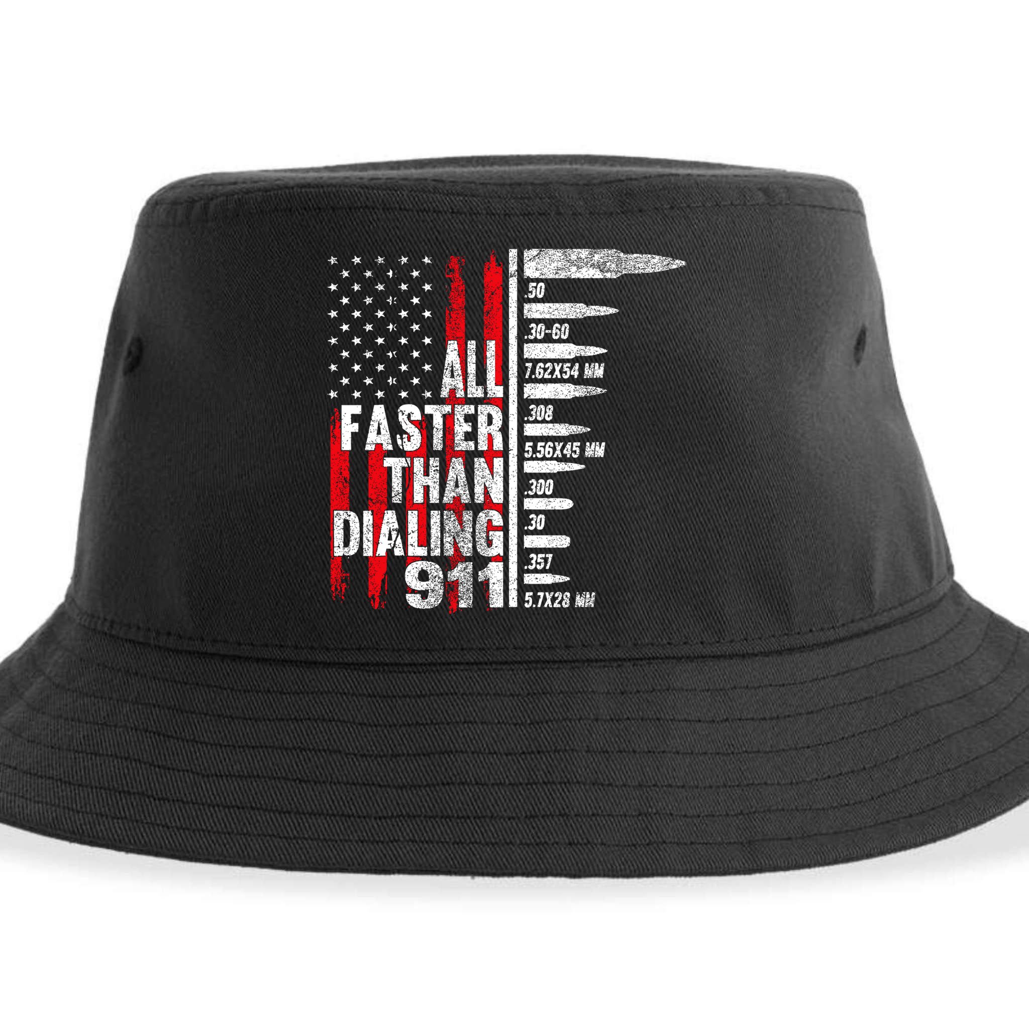 All Faster Than Dialing 911 American Flag Sustainable Bucket Hat
