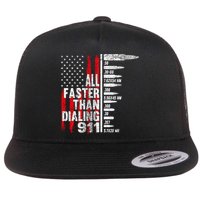 All Faster Than Dialing 911 American Flag Flat Bill Trucker Hat