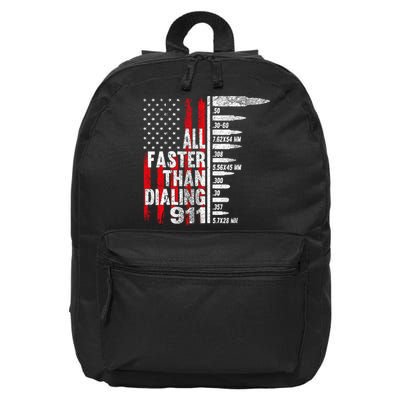 All Faster Than Dialing 911 American Flag 16 in Basic Backpack