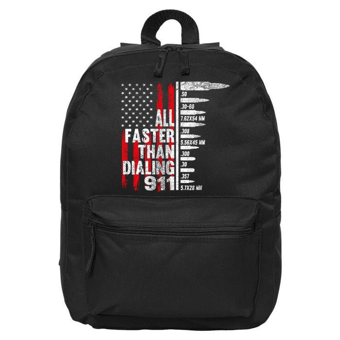 All Faster Than Dialing 911 American Flag 16 in Basic Backpack