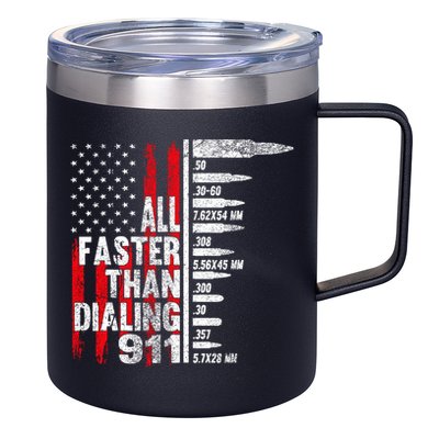 All Faster Than Dialing 911 American Flag 12oz Stainless Steel Coffee Mug